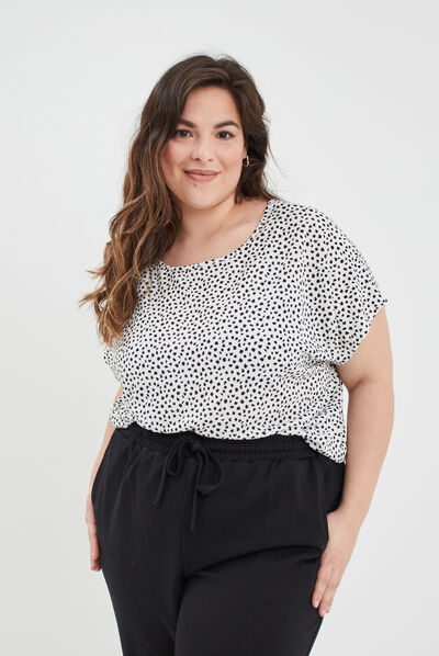 T-shirt fluide manches courtes blanc femme grande taille