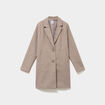 Manteau droit long boutonn&eacute; beige femme