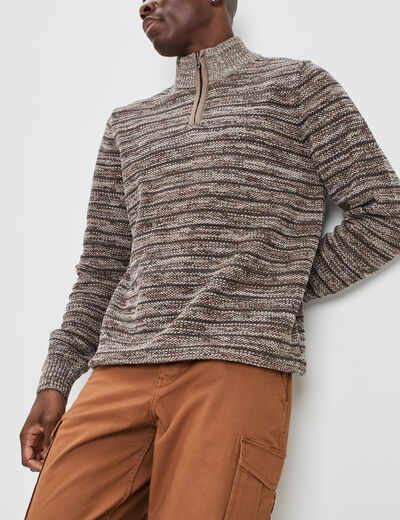 Pull avec col montant camel homme