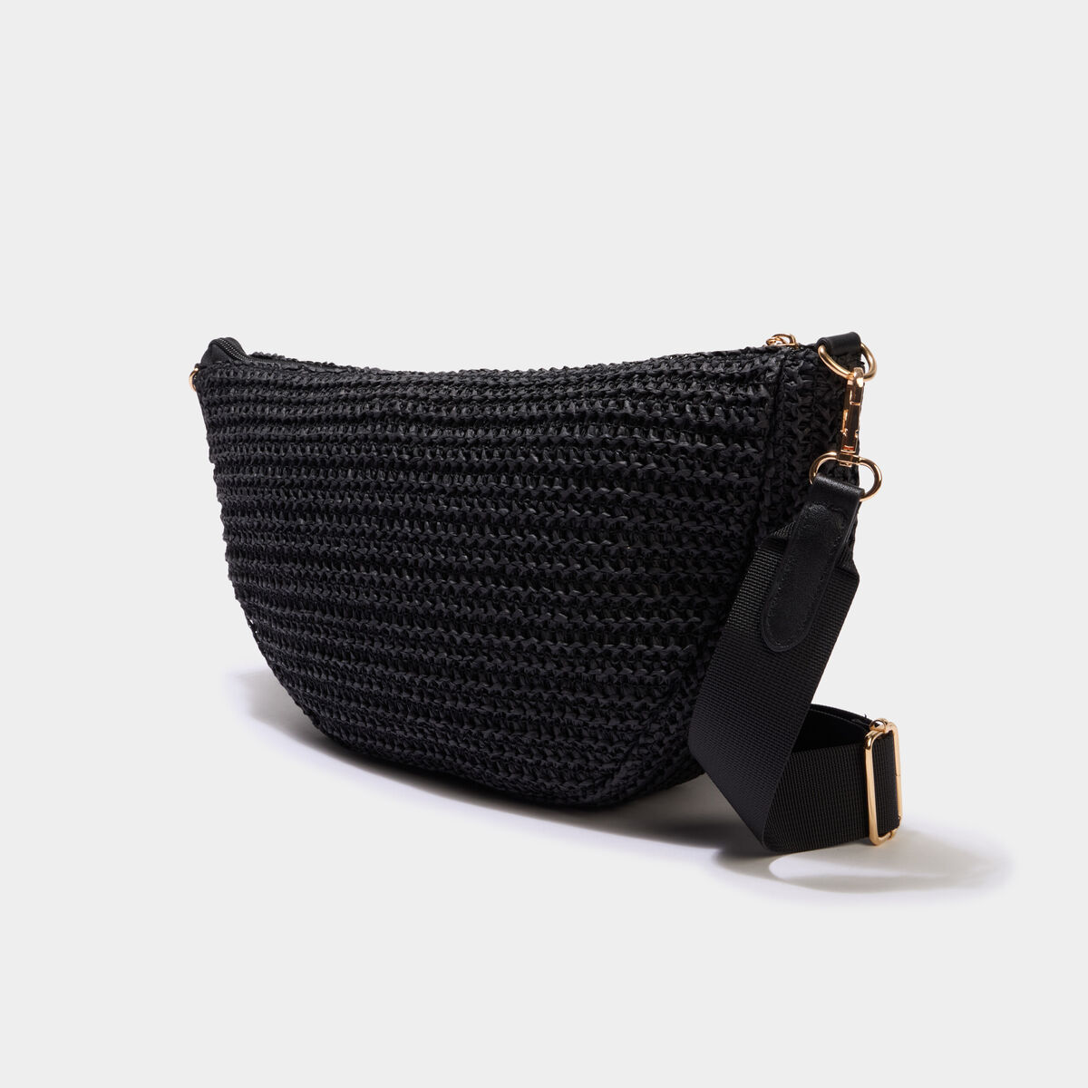 Sac banane XL effet tress&eacute; noir femme