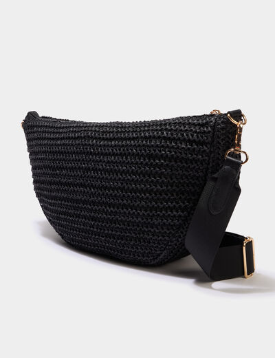 Sac banane XL effet tress&eacute; noir femme