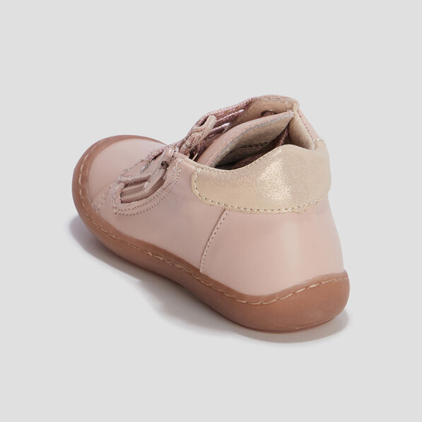 bottillons zippes en cuir rose bebef Bottillons zippés en cuir rose bébé fille