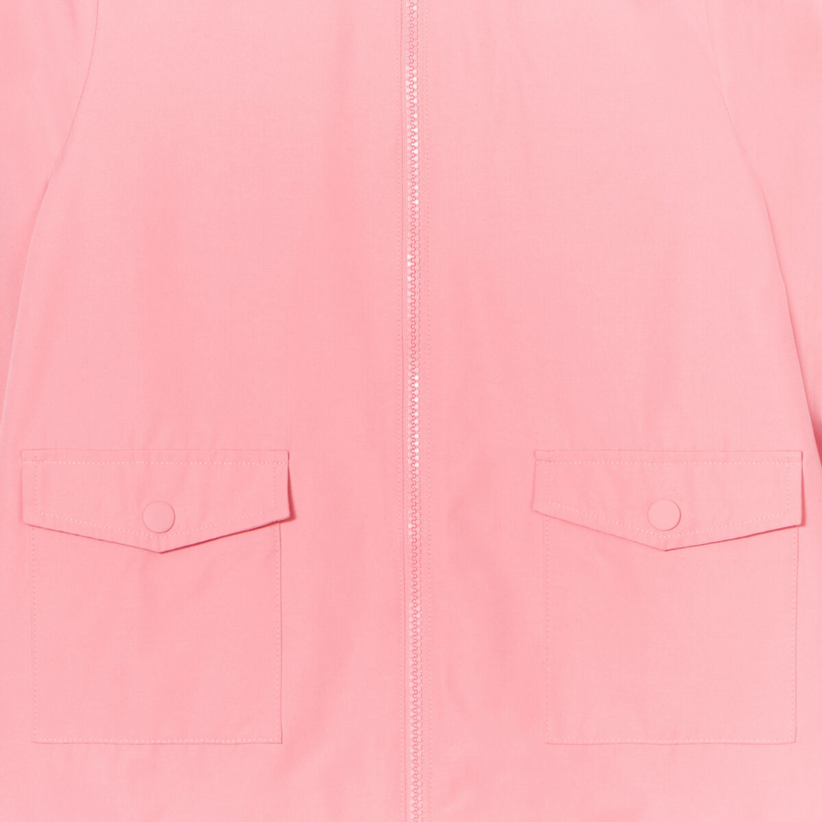 Parka longue zippée à capuche rose corail fille