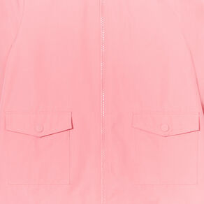 Parka longue zippée à capuche rose corail fille