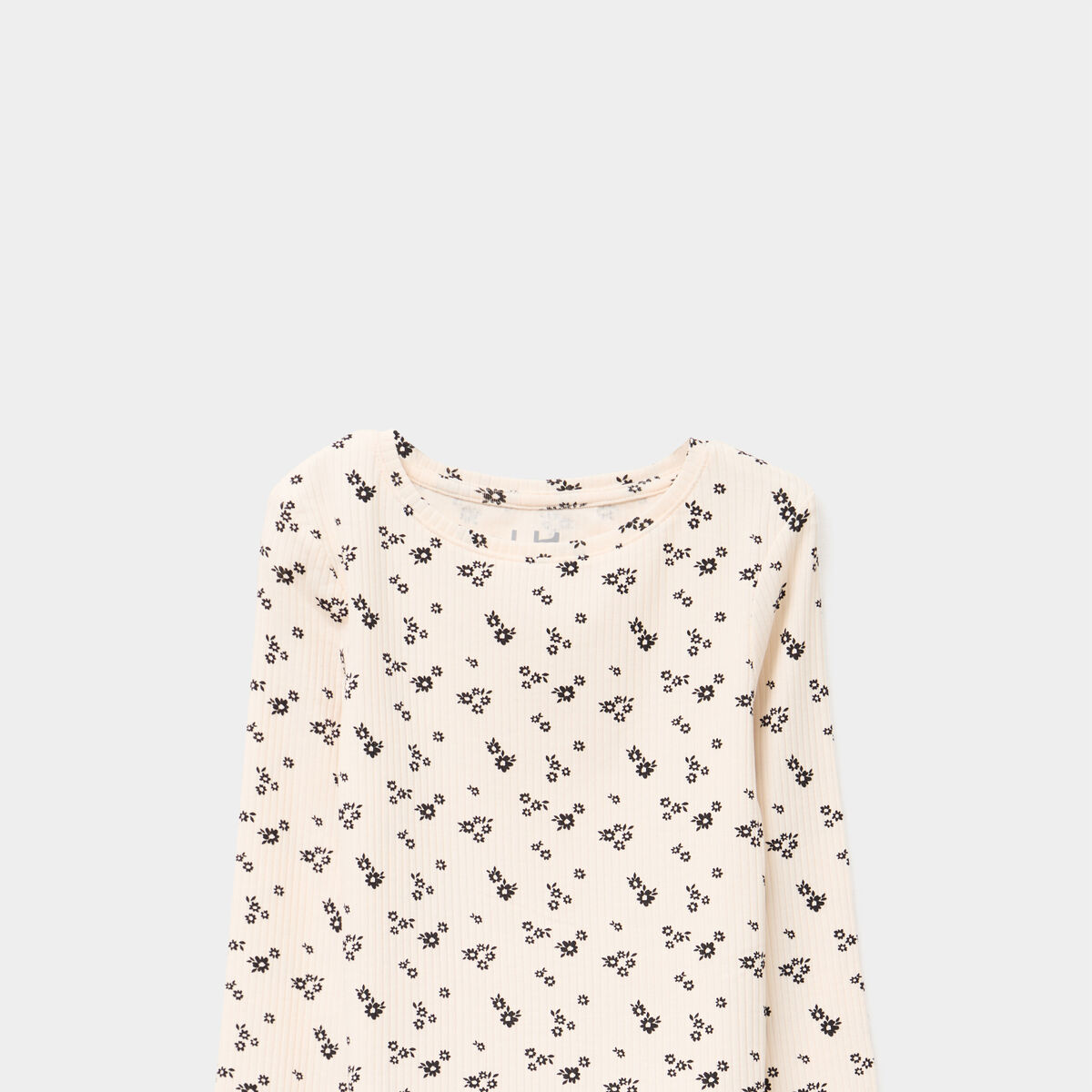 T-shirt côtelé manches longues coton beige fille