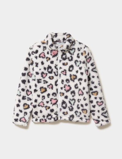 Veste zippée effet polaire multicolore fille