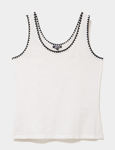 D&eacute;bardeur cintr&eacute; avec broderie coton blanc femme