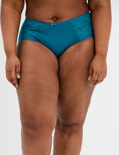 Shorty en coton bleu canard femme grande taille