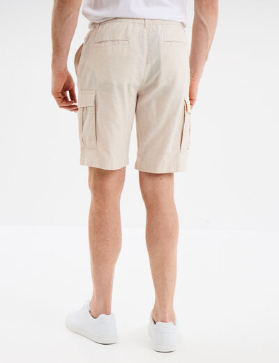 Bermuda cargo en lin mélangé gris clair homme