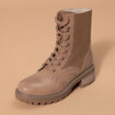 Bottines fourrées à lacets marron femme