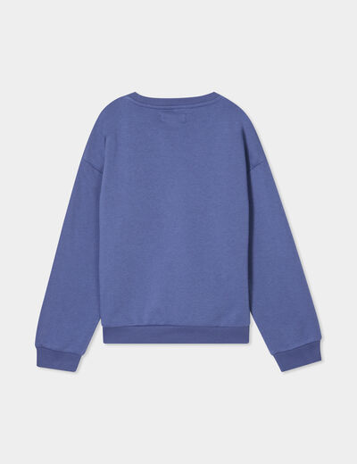 Sweat col rond manches longues bleu gris fille