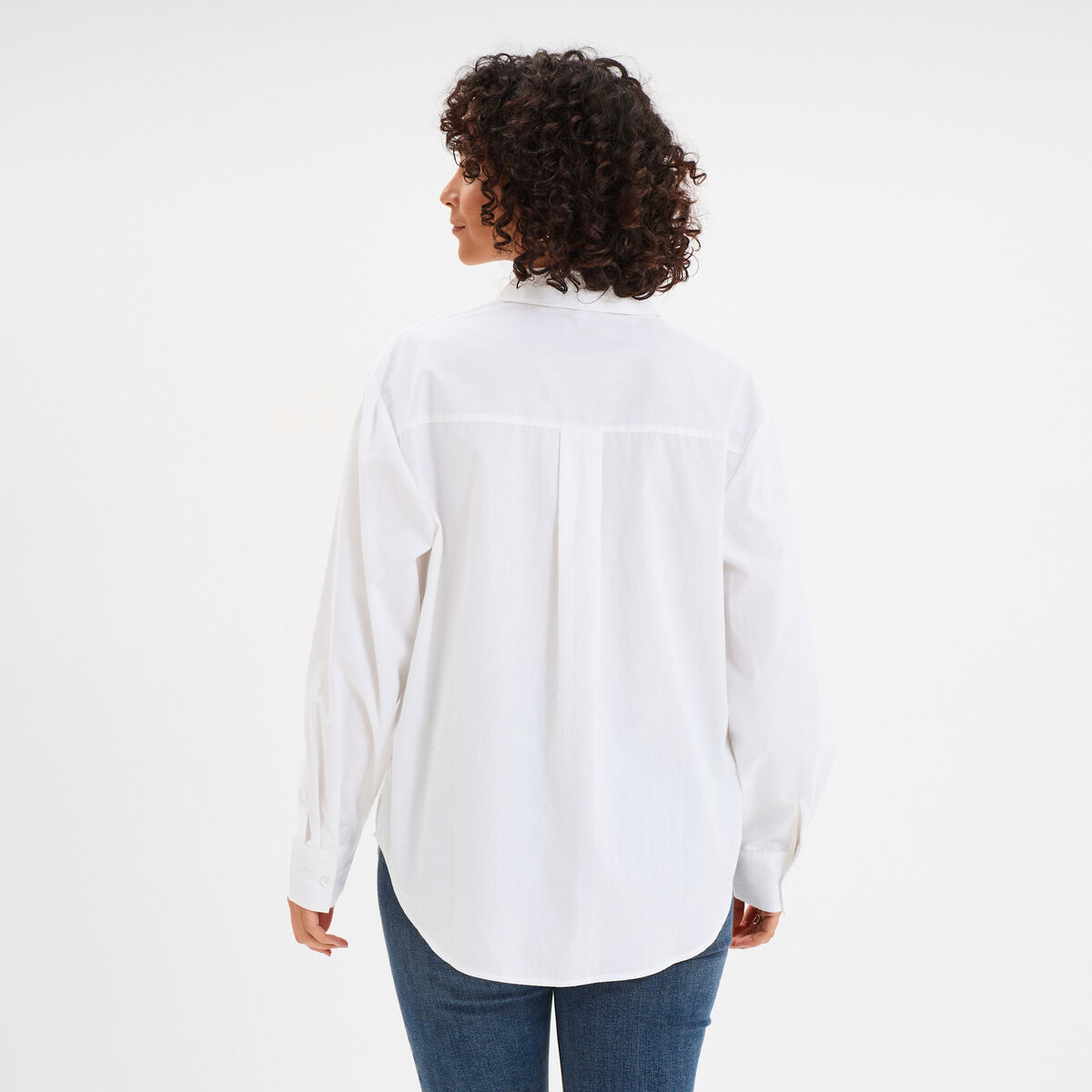 Chemise oversize 1 poche coton blanc femme