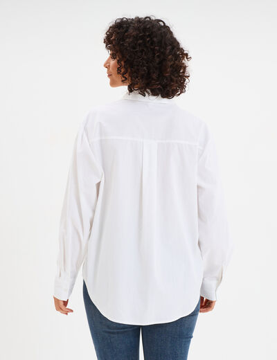 Chemise oversize 1 poche coton blanc femme