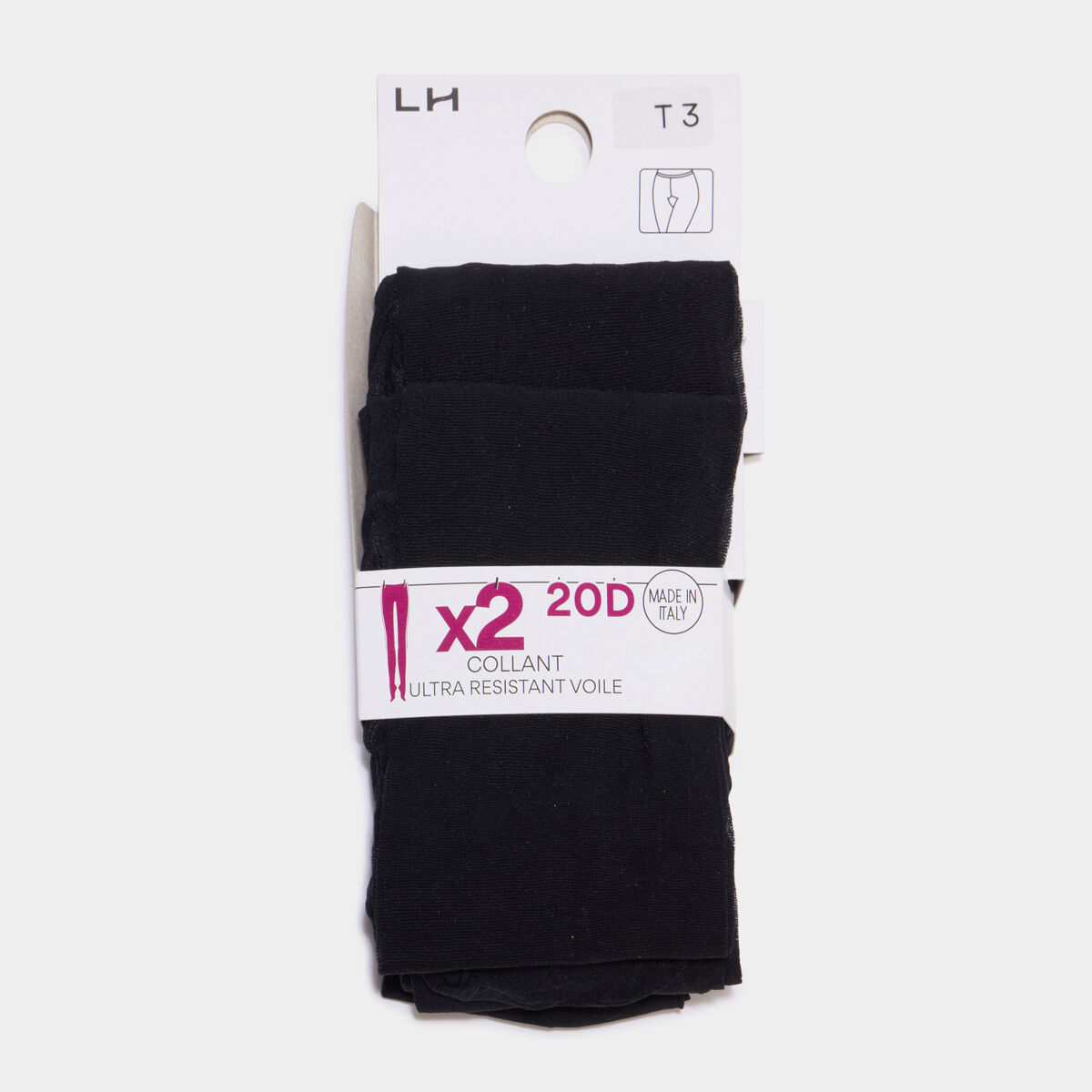 Lot 2 collants 20D ultra r&eacute;sistants noir femme
