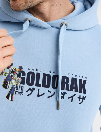 Sweat hoodie 1 poche Goldorak bleu homme