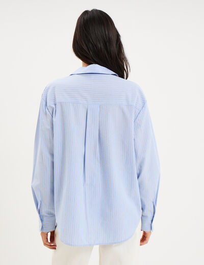 Chemise oversize 1 poche coton bleu ciel femme