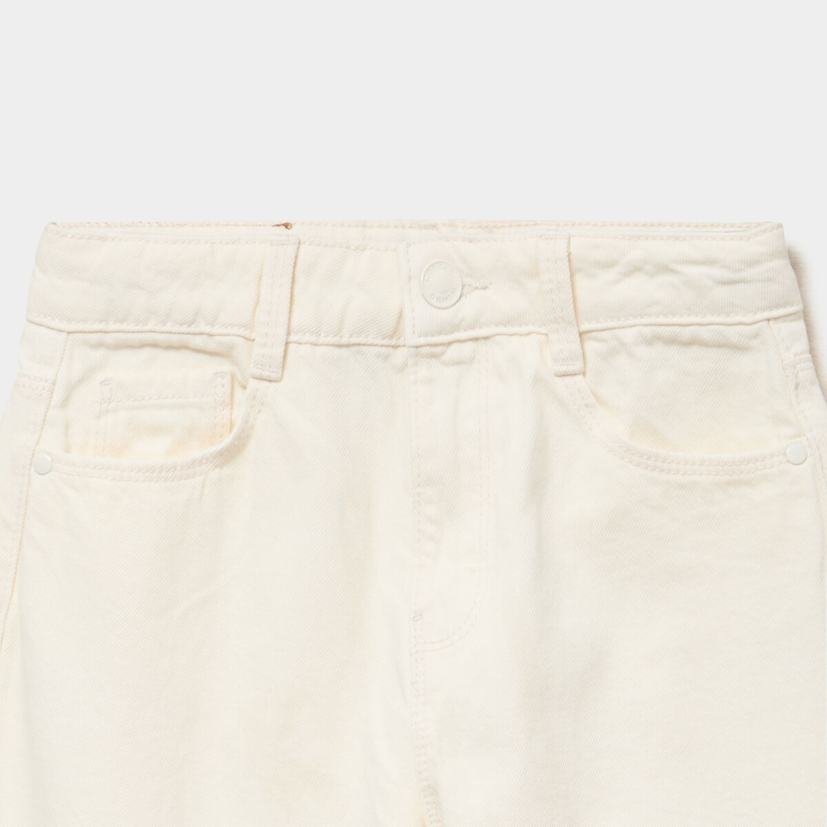 Pantalon coupe large 5 poches coton ecru fille