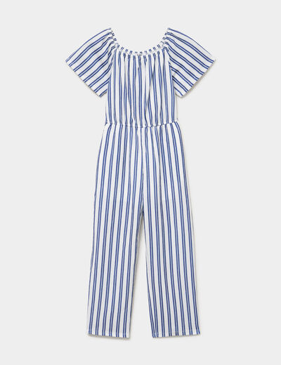 Combinaison pantalon manches courtes bleu roi fille