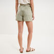 Short mom ceinture cordon coton vert kaki femme