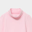 T-shirt col roul&eacute; manches longues coton rose clair fille