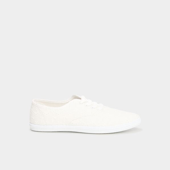 tennis basses a lacets en toile blanc femme Tennis basses à lacets en toile blanc femme