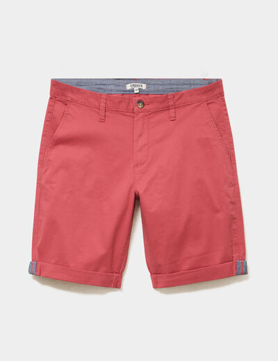 Bermuda short chino straight stretch rose framboise homme