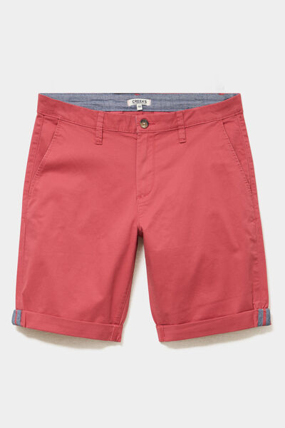 Bermuda short chino straight stretch rose framboise homme