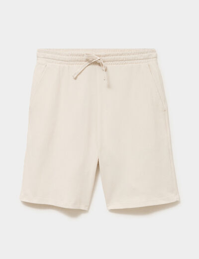 Bermuda textur&eacute; coupe droite coton ecru homme