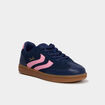 Baskets &agrave; lacets mix mati&egrave;res bleu marine fille