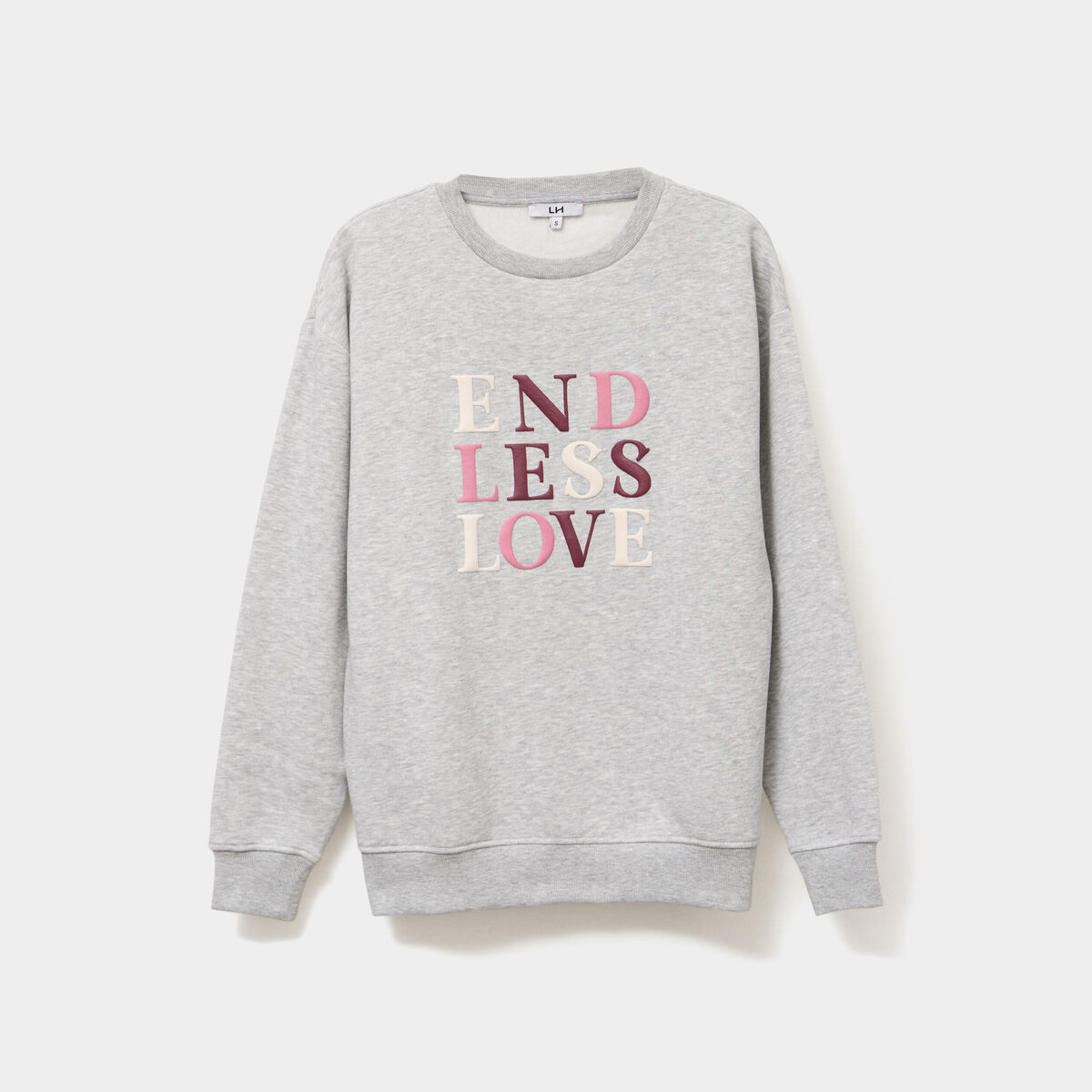 Sweat col rond manches longues gris femme