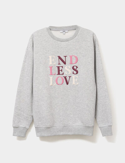Sweat col rond manches longues gris femme