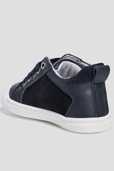 Bottillons en cuir bleu marine bébé garçon