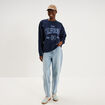 Sweat col rond manches longues bleu marine femme
