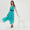 Robe longue patineuse bleu turquoise femme