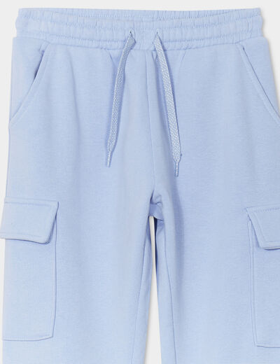 Pantalon de jogging cargo bas &eacute;lastiqu&eacute; bleu clair fille