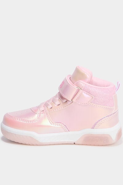 Baskets montantes lumineuses rose fille
