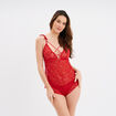 Combishort dentelle rouge femme