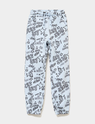Pantalon de jogging molleton bleu ciel fille