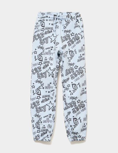 Pantalon de jogging molleton bleu ciel fille