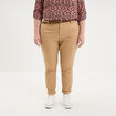 Pantalon chino taille haute coton beige femme grande taille