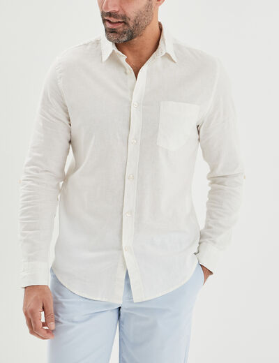 Chemise manches longues lin majoritaire blanc homme