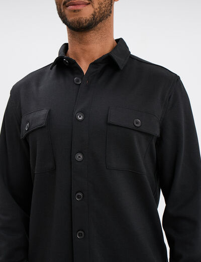 Surchemise manches longues 2 poches noir homme