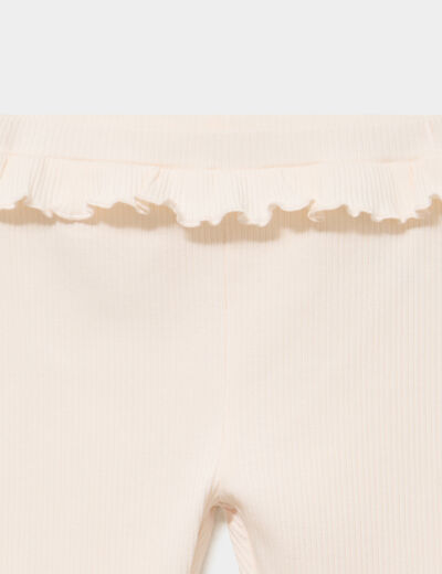 Legging c&ocirc;tel&eacute; &agrave; volants creme b&eacute;b&eacute; fille
