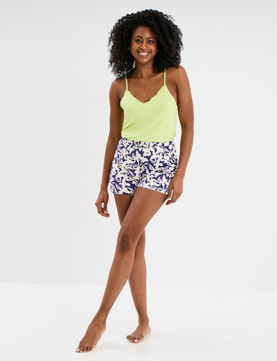 Ensemble pyjama short et débardeur bleu marine femme