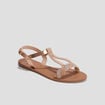 Sandales plates jaune or femme
