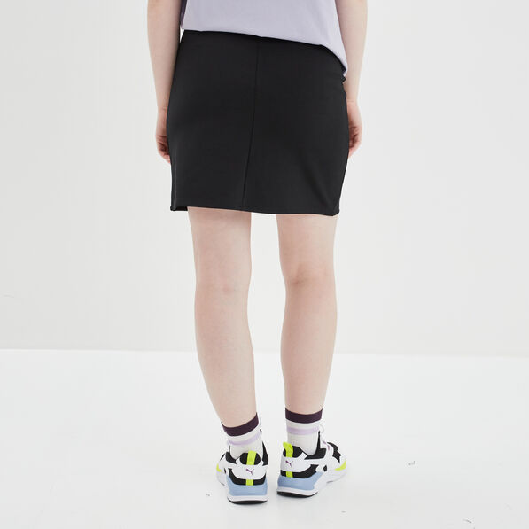 Jupe courte droite avec fente noir femme