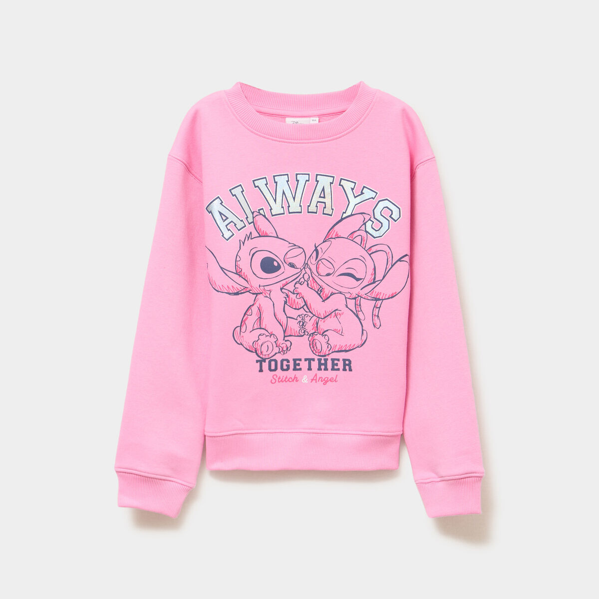 Sweat col rond manches longues Stitch rose fille