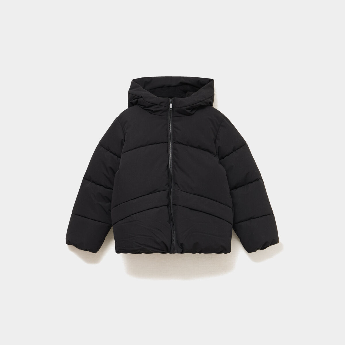 Doudoune chaude &agrave; capuche noir fille