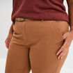 Pantalon chino taille haute coton marron clair femme grande taille