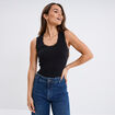 D&eacute;bardeur coton bords dentelle noir femme